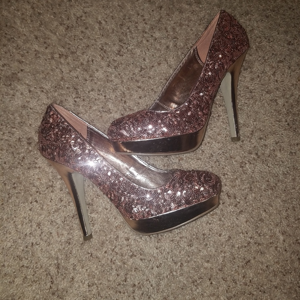 Sequin Rose Gold Bling Heels
